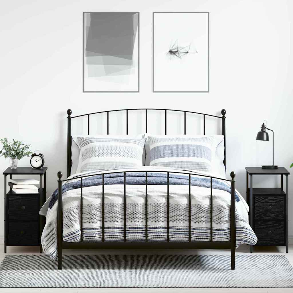 Nachtkastje 2 pcs Zwart eiken 30 x 60 x 60 cm Bewerkt hout is nu te koop bij PeponiXL, paradijselijk wonen!