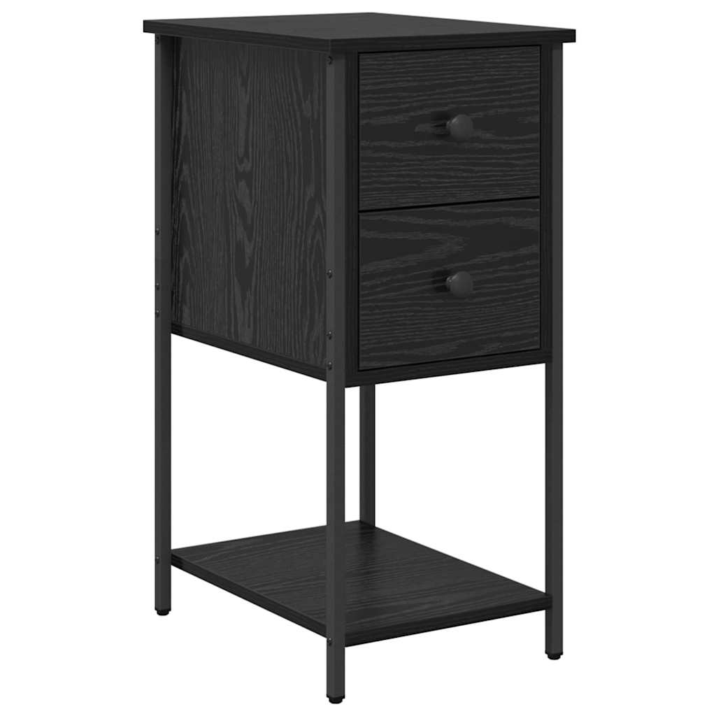 Nachtkastje met lade Zwart eiken 32 x 42 x 70 cm Bewerkt hout is nu te koop bij PeponiXL, paradijselijk wonen!