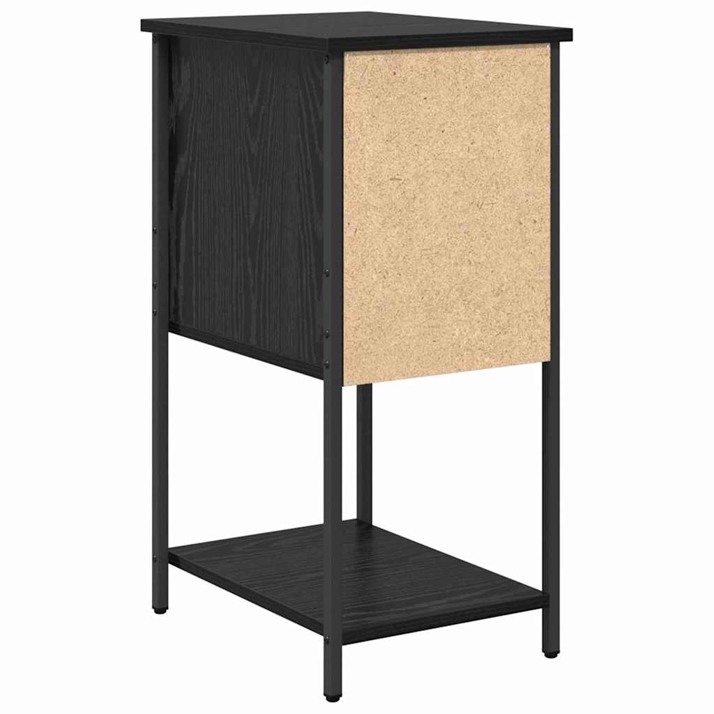 Nachtkastje met lade Zwart eiken 32 x 42 x 70 cm Bewerkt hout is nu te koop bij PeponiXL, paradijselijk wonen!