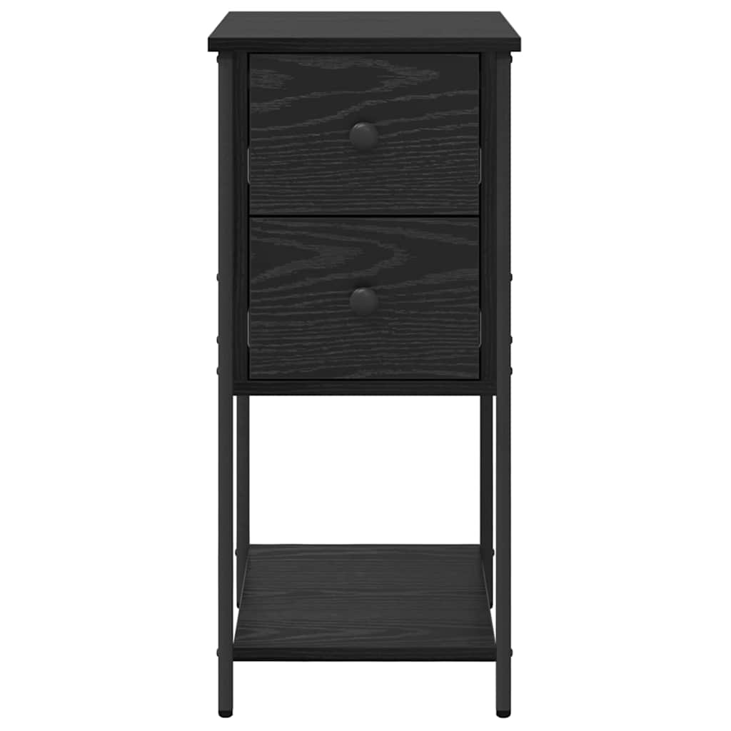 Nachtkastje met lade Zwart eiken 32 x 42 x 70 cm Bewerkt hout is nu te koop bij PeponiXL, paradijselijk wonen!