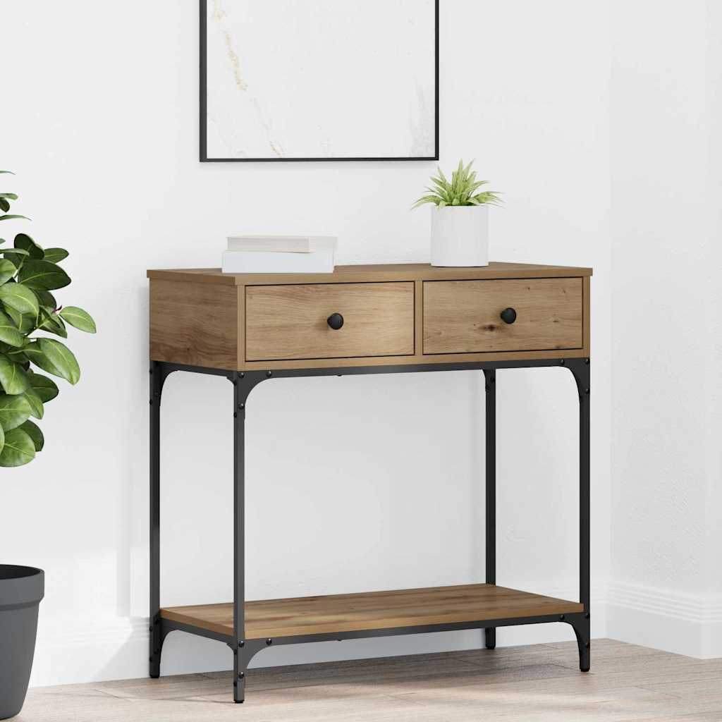 Wandtafel met lade artisanaal eikenkleurig 75 x 34,5 x 75 cm is nu te koop bij PeponiXL, paradijselijk wonen!