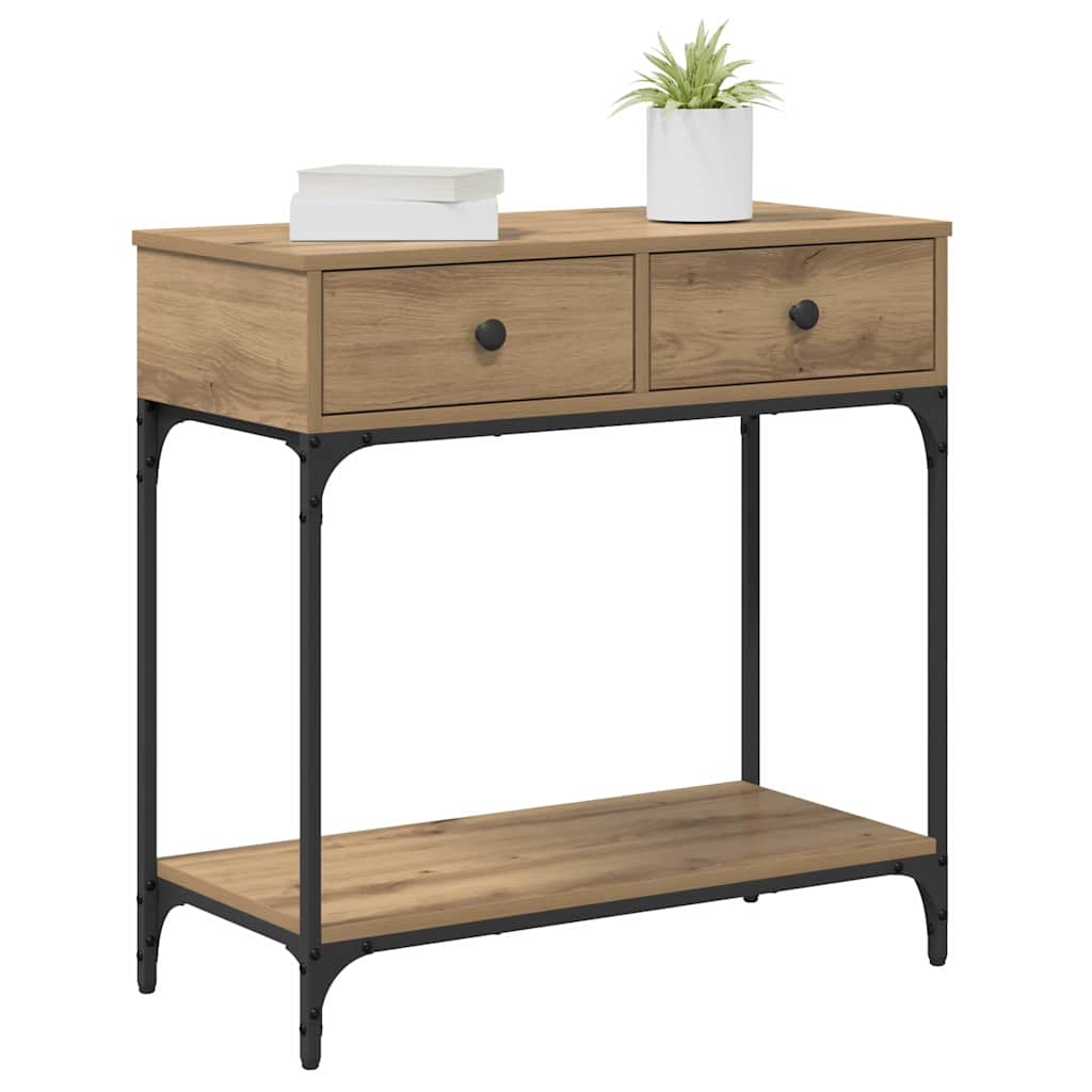 Wandtafel met lade artisanaal eikenkleurig 75 x 34,5 x 75 cm is nu te koop bij PeponiXL, paradijselijk wonen!