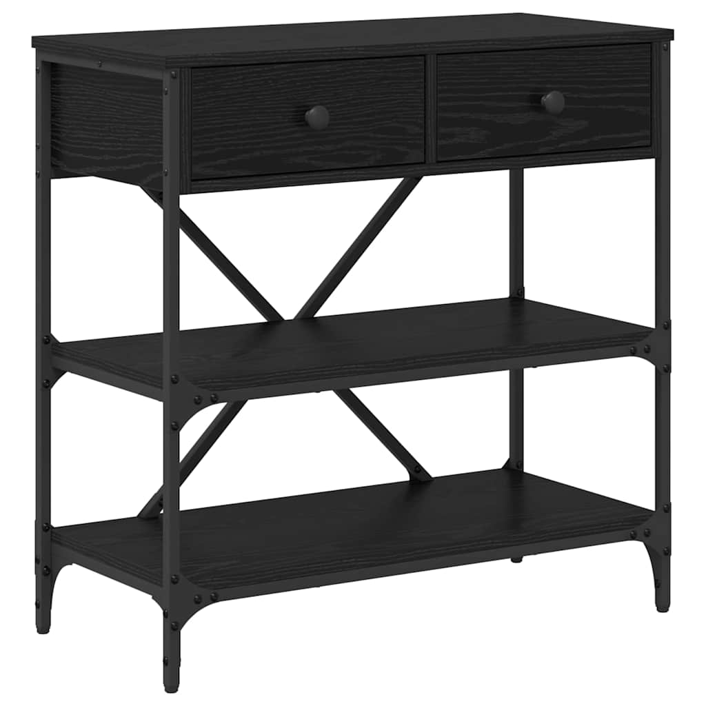 Wandtafel met lade Zwart Eiken 100 x 34,5 x 75 cm Hout is nu te koop bij PeponiXL, paradijselijk wonen!