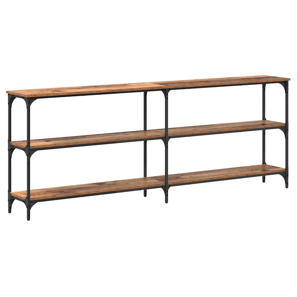 Wandtafel Oud Hout 200 x 29 x 75 cm Geperst Hout en Metaal is nu te koop bij PeponiXL, paradijselijk wonen!