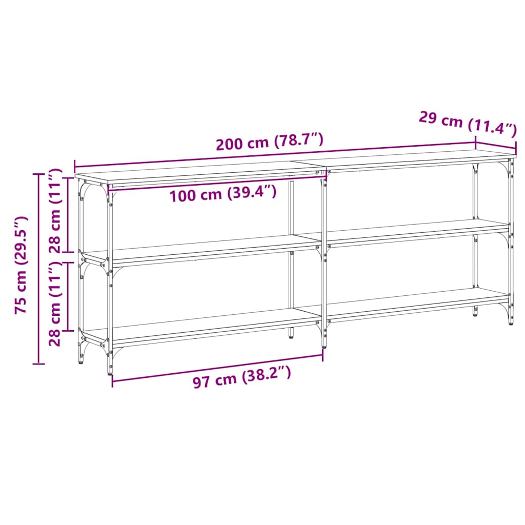 Wandtafel Oud Hout 200 x 29 x 75 cm Geperst Hout en Metaal is nu te koop bij PeponiXL, paradijselijk wonen!