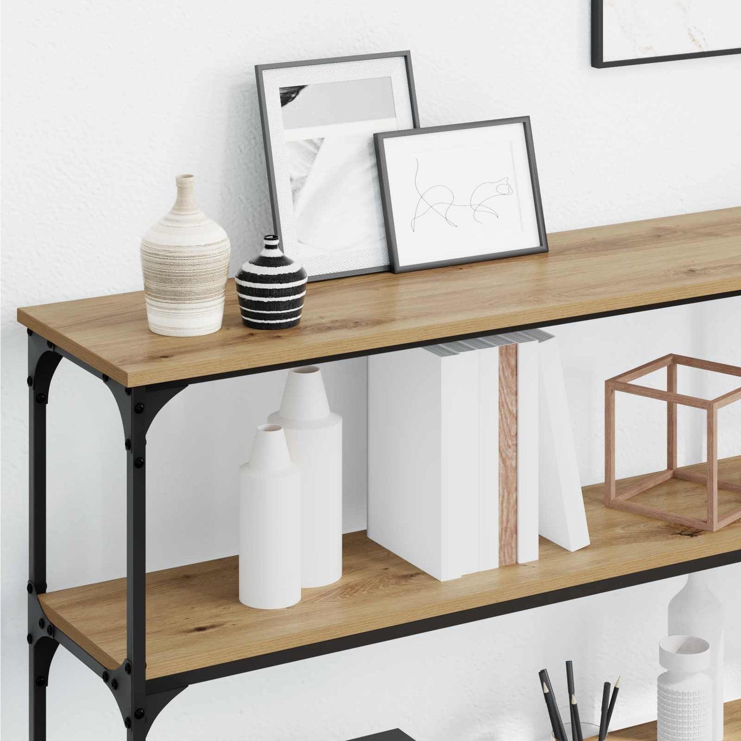 Wandtafel artisanaal eikenkleurig 200 x 29 x 75 cm is nu te koop bij PeponiXL, paradijselijk wonen!