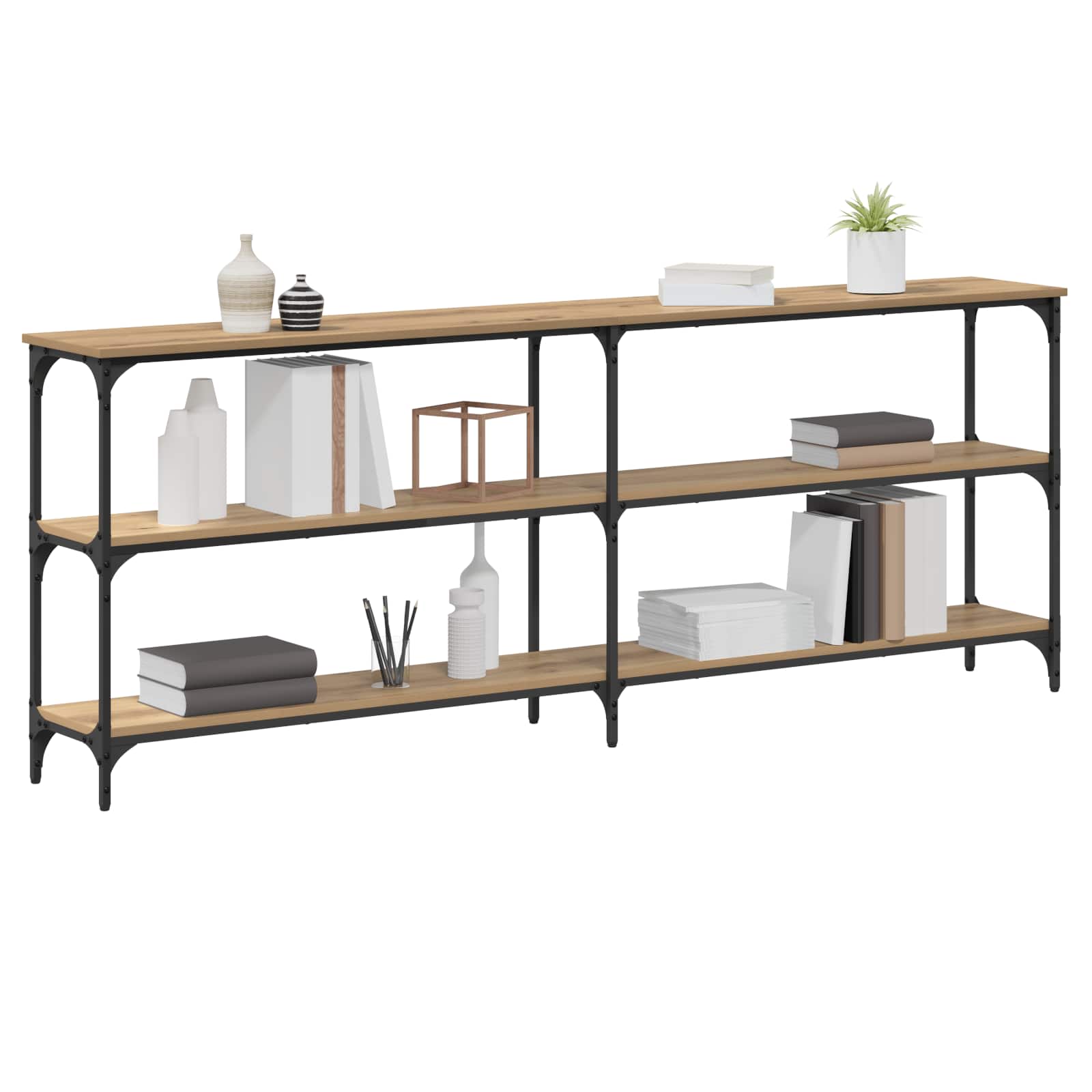 Wandtafel artisanaal eikenkleurig 200 x 29 x 75 cm is nu te koop bij PeponiXL, paradijselijk wonen!