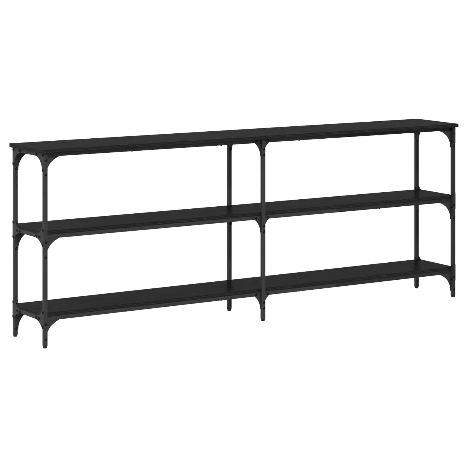 Wandtafel Zwart eiken 200 x 29 x 75 cm Geperst Hout en Metaal is nu te koop bij PeponiXL, paradijselijk wonen!