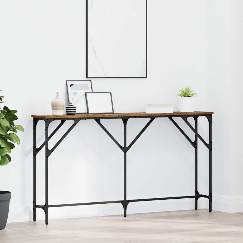 Wandtafel Oud Hout 140 x 23 x 75 cm Gelaagd hout en metaal is nu te koop bij PeponiXL, paradijselijk wonen!