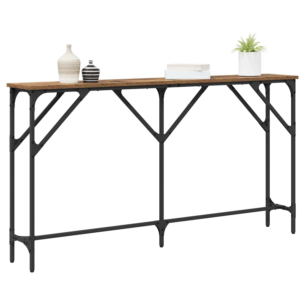Wandtafel Oud Hout 140 x 23 x 75 cm Gelaagd hout en metaal is nu te koop bij PeponiXL, paradijselijk wonen!