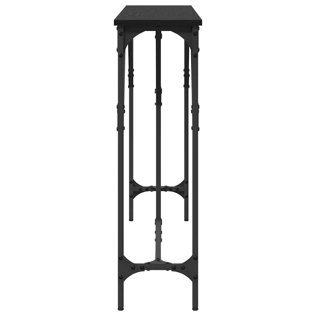 Wandtafel Zwart eiken 140 x 23 x 75 cm Gelaagd hout en metaal is nu te koop bij PeponiXL, paradijselijk wonen!