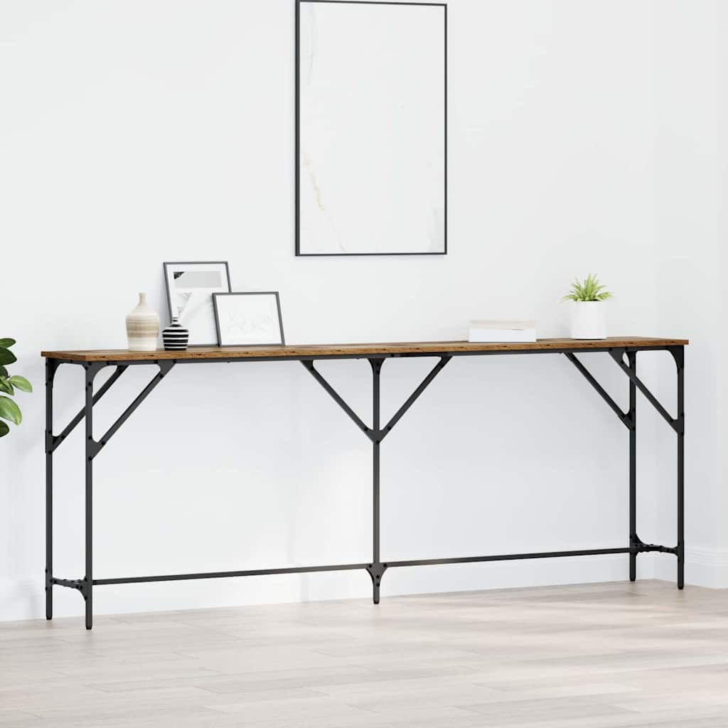 Wandtafel Oud Hout 200 x 29 x 75 cm Gelaagd hout en metaal is nu te koop bij PeponiXL, paradijselijk wonen!