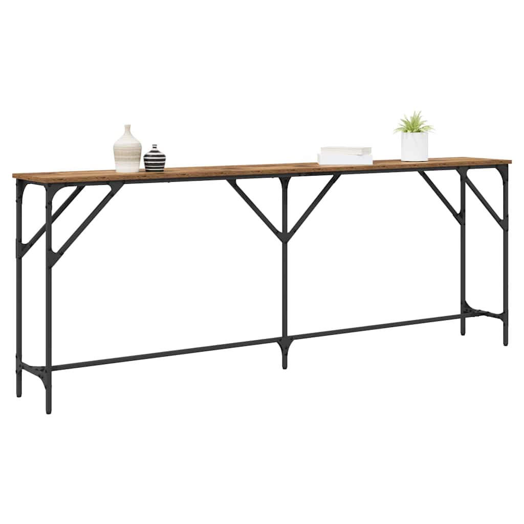 Wandtafel Oud Hout 200 x 29 x 75 cm Gelaagd hout en metaal is nu te koop bij PeponiXL, paradijselijk wonen!