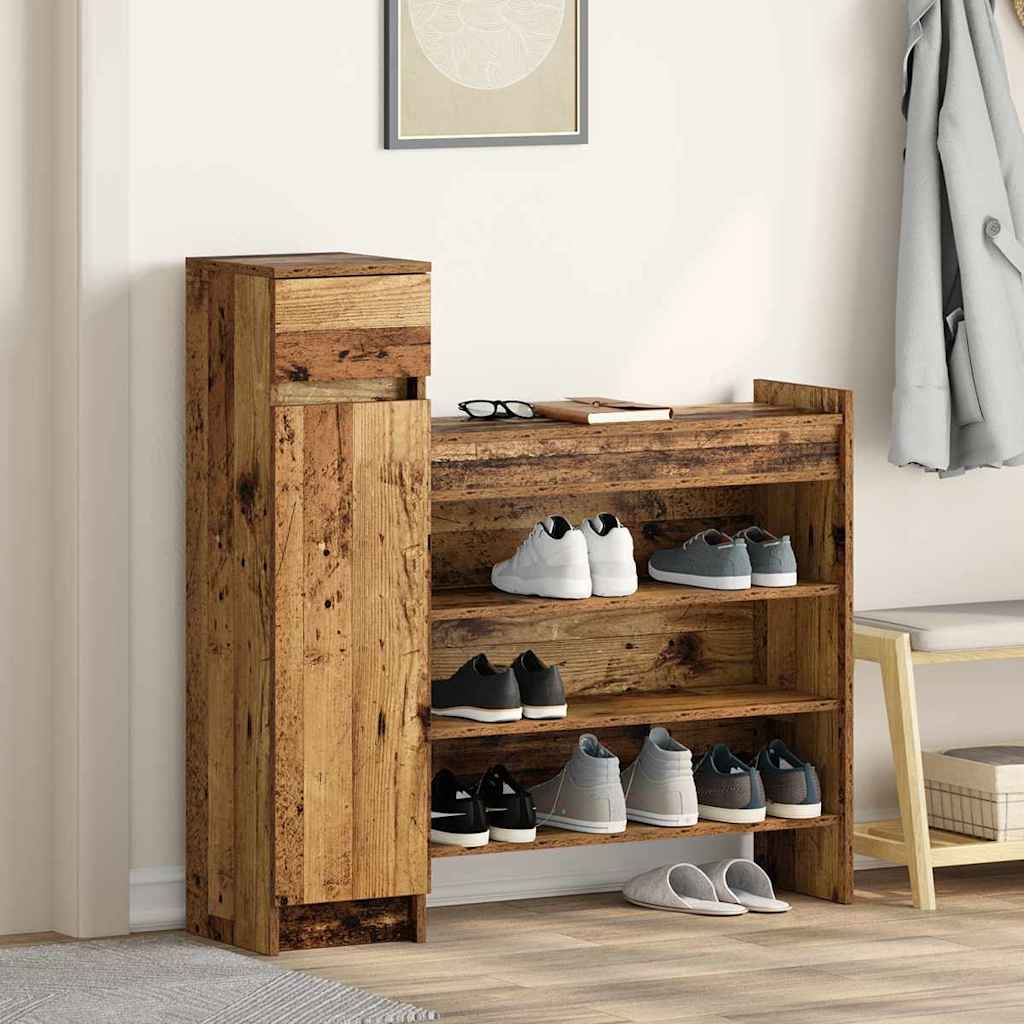 Schoenenkast 100,5 x 28 x 100 cm Bewerkt hout Oudhout