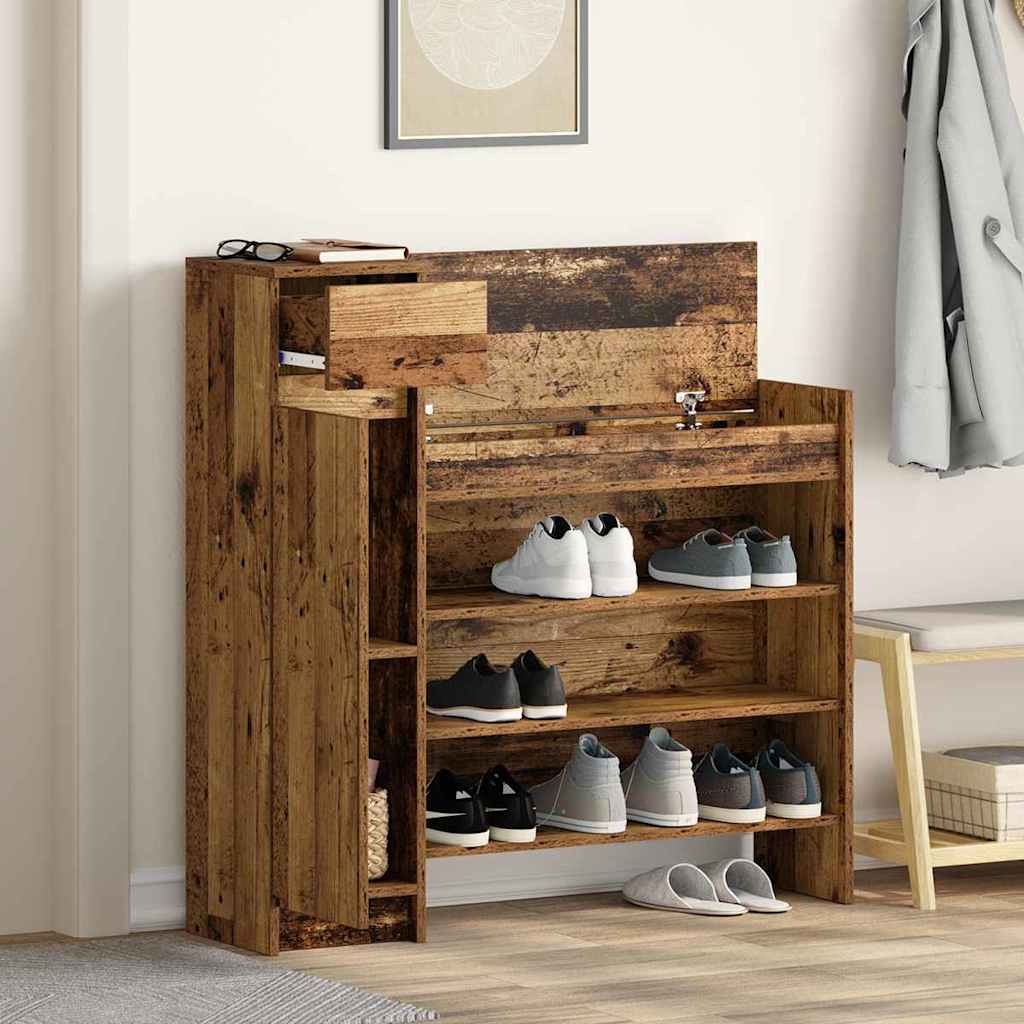 Schoenenkast 100,5 x 28 x 100 cm Bewerkt hout Oudhout