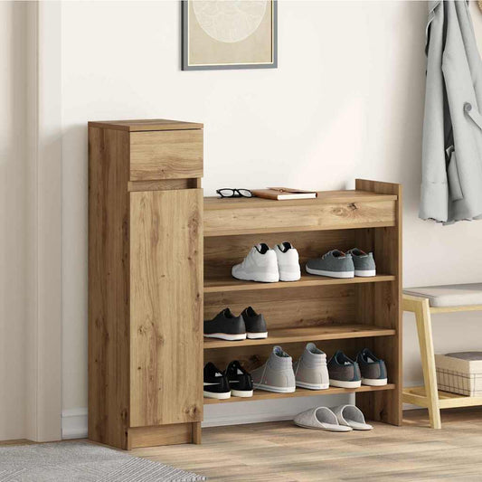 Schoenenkast Artisan Eiken 100,5 x 28 x 100 cm Bewerkt hout is nu te koop bij PeponiXL, paradijselijk wonen!