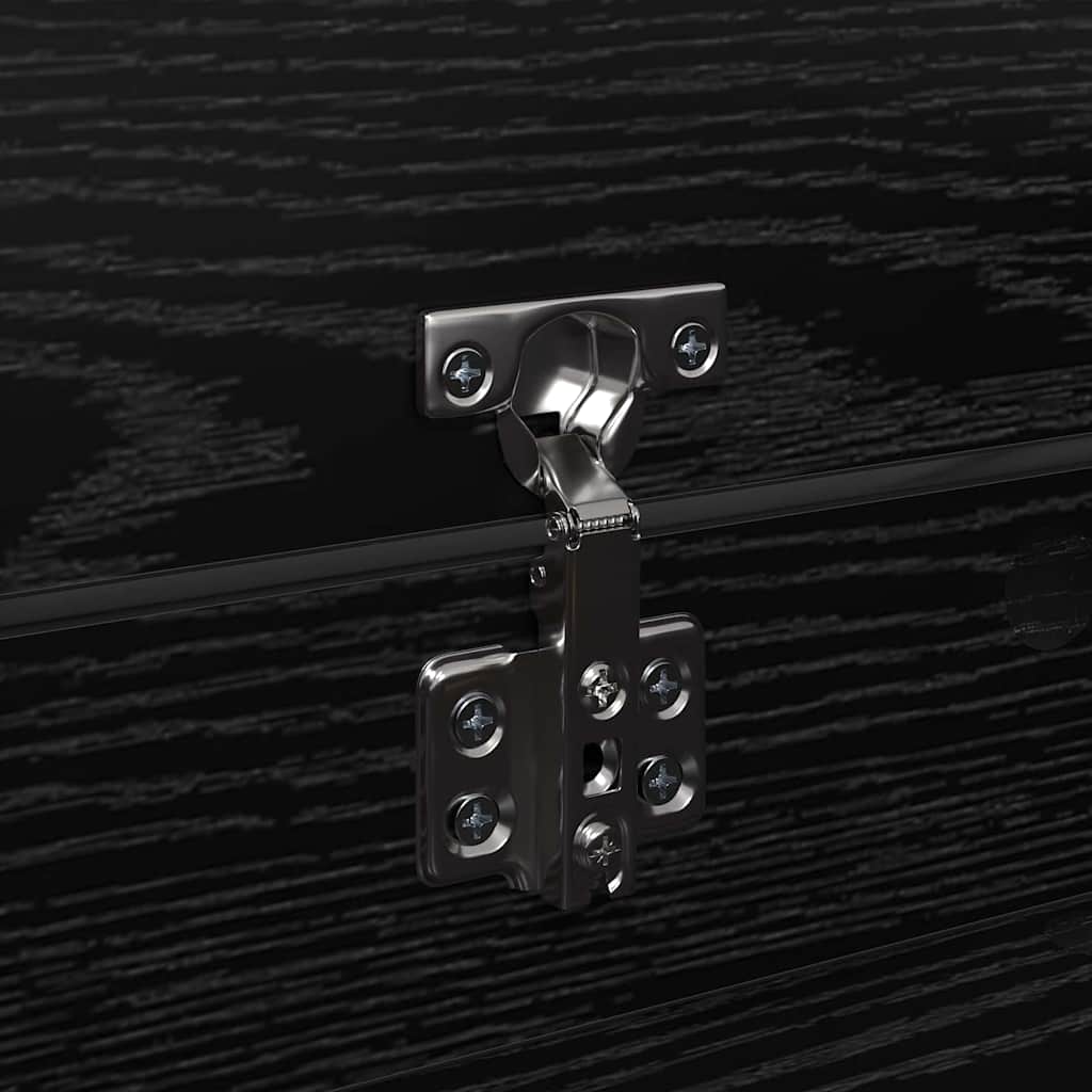 Schoenenkast Zwart Eiken 100,5 x 28 x 100 cm Bewerkt hout is nu te koop bij PeponiXL, paradijselijk wonen!