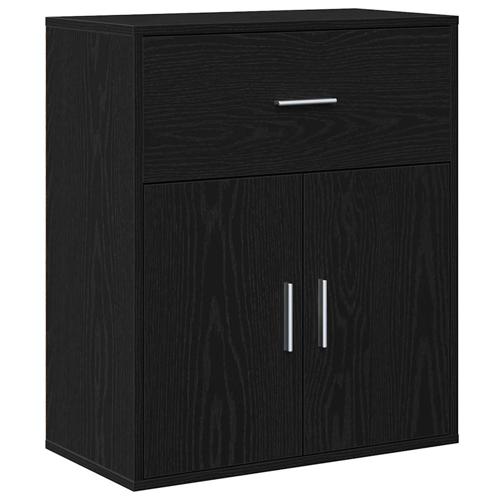 Dressoir met lade Zwart Eiken 60 x 31 x 70 cm Bewerkt hout is nu te koop bij PeponiXL, paradijselijk wonen!
