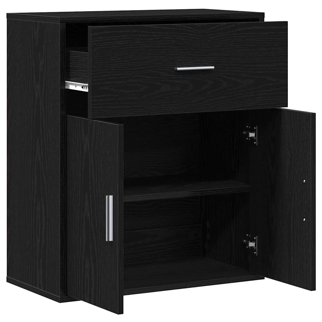 Dressoir met lade Zwart Eiken 60 x 31 x 70 cm Bewerkt hout is nu te koop bij PeponiXL, paradijselijk wonen!