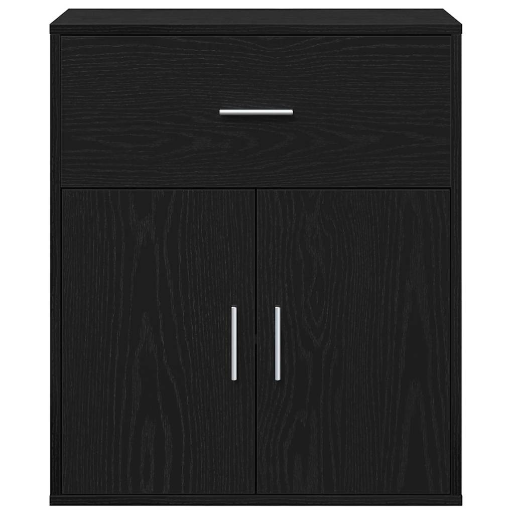 Dressoir met lade Zwart Eiken 60 x 31 x 70 cm Bewerkt hout is nu te koop bij PeponiXL, paradijselijk wonen!