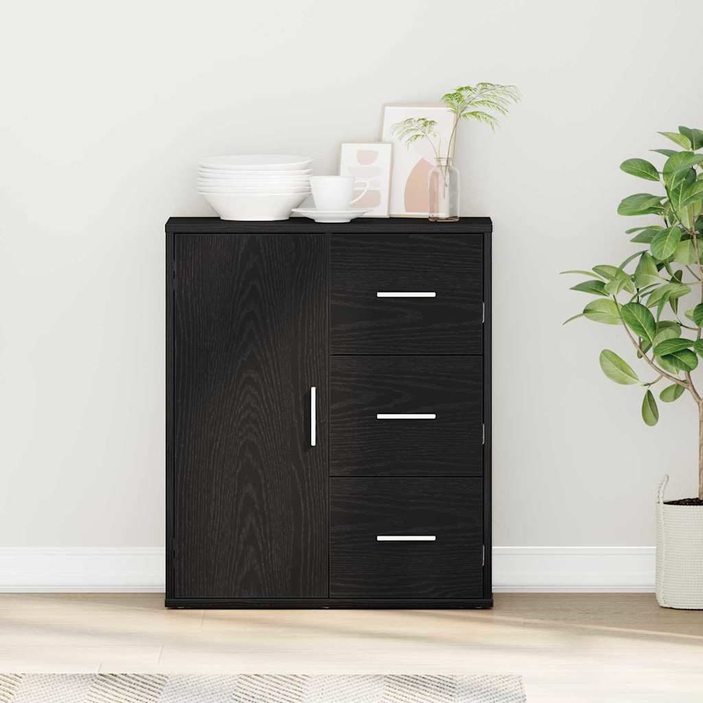 Dressoir met lade Zwart Eiken 60 x 31 x 70 cm Bewerkt hout is nu te koop bij PeponiXL, paradijselijk wonen!