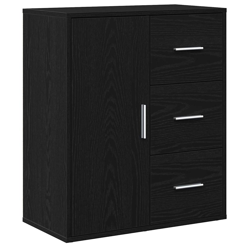 Dressoir met lade Zwart Eiken 60 x 31 x 70 cm Bewerkt hout is nu te koop bij PeponiXL, paradijselijk wonen!