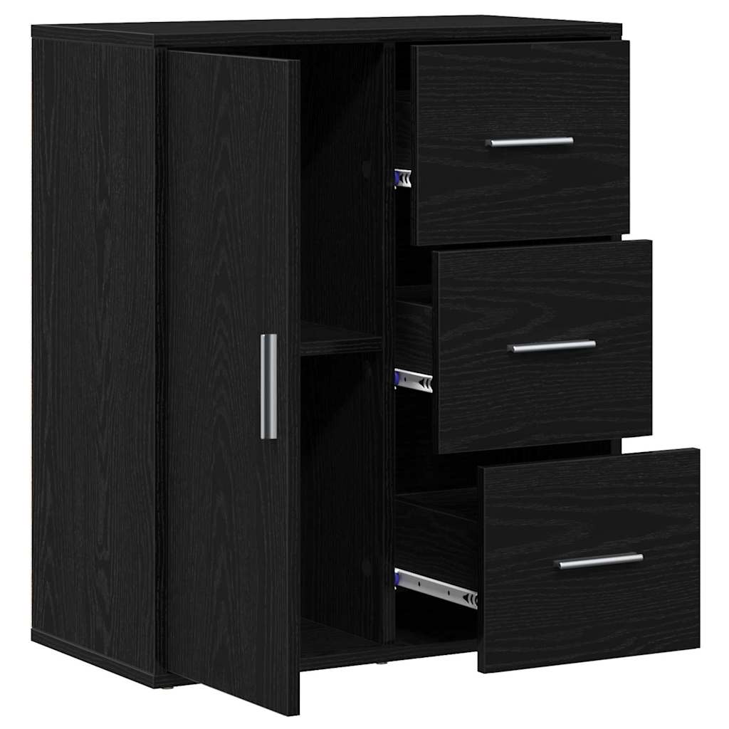 Dressoir met lade Zwart Eiken 60 x 31 x 70 cm Bewerkt hout is nu te koop bij PeponiXL, paradijselijk wonen!