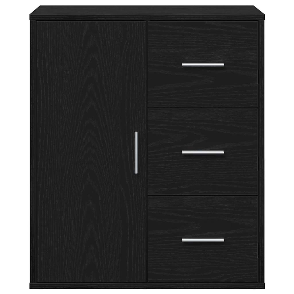 Dressoir met lade Zwart Eiken 60 x 31 x 70 cm Bewerkt hout is nu te koop bij PeponiXL, paradijselijk wonen!