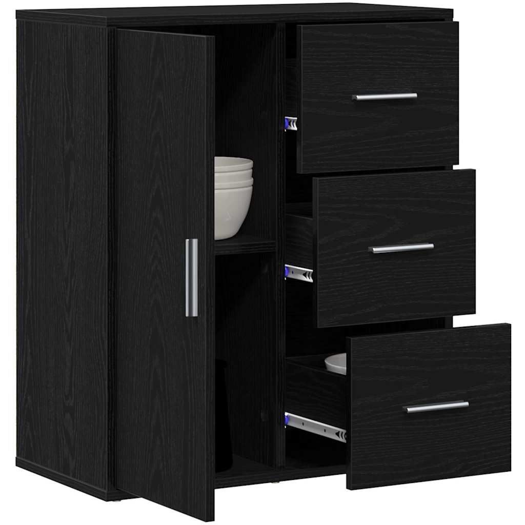 Dressoir met lade Zwart Eiken 60 x 31 x 70 cm Bewerkt hout is nu te koop bij PeponiXL, paradijselijk wonen!