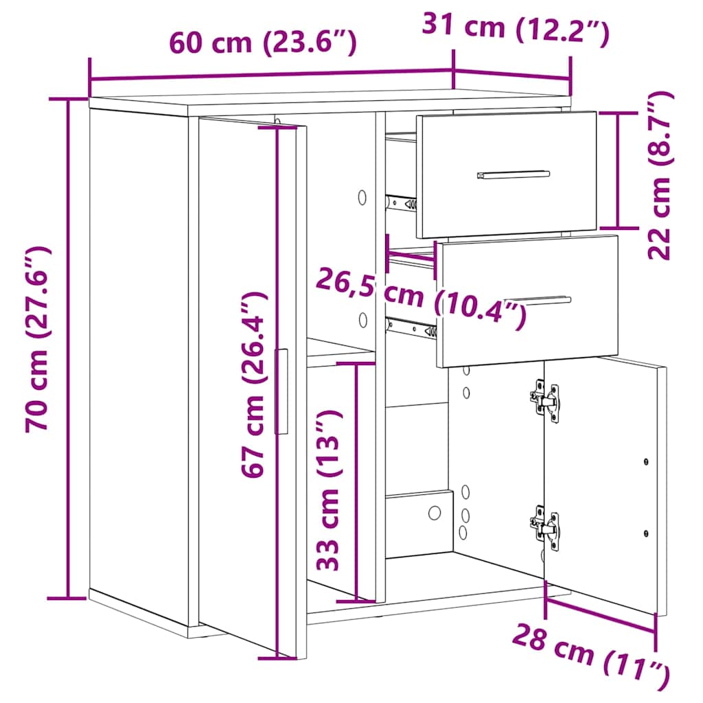 Dressoir met lade Oudhout 60 x 31 x 70 cm Bewerkt hout is nu te koop bij PeponiXL, paradijselijk wonen!