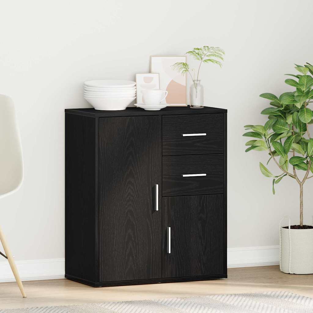 Dressoir met lade Zwart Eiken 60 x 31 x 70 cm Bewerkt hout is nu te koop bij PeponiXL, paradijselijk wonen!