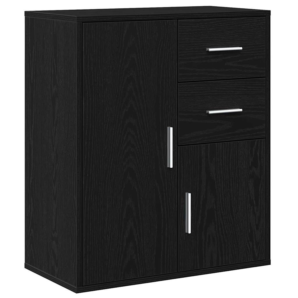Dressoir met lade Zwart Eiken 60 x 31 x 70 cm Bewerkt hout is nu te koop bij PeponiXL, paradijselijk wonen!