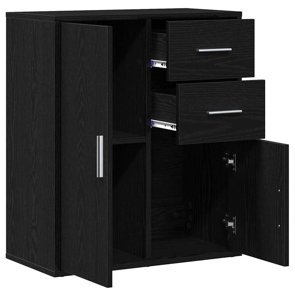 Dressoir met lade Zwart Eiken 60 x 31 x 70 cm Bewerkt hout is nu te koop bij PeponiXL, paradijselijk wonen!