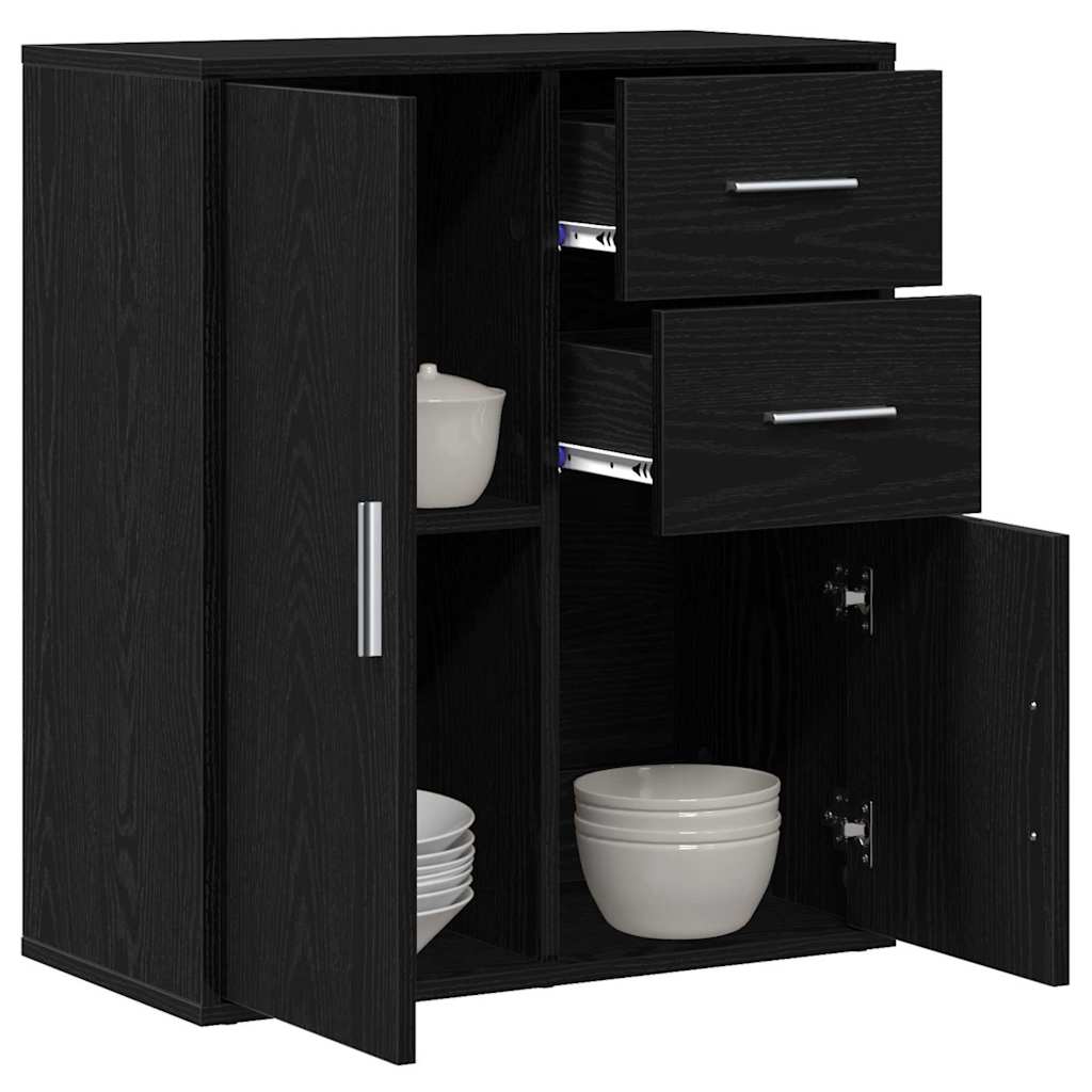 Dressoir met lade Zwart Eiken 60 x 31 x 70 cm Bewerkt hout is nu te koop bij PeponiXL, paradijselijk wonen!