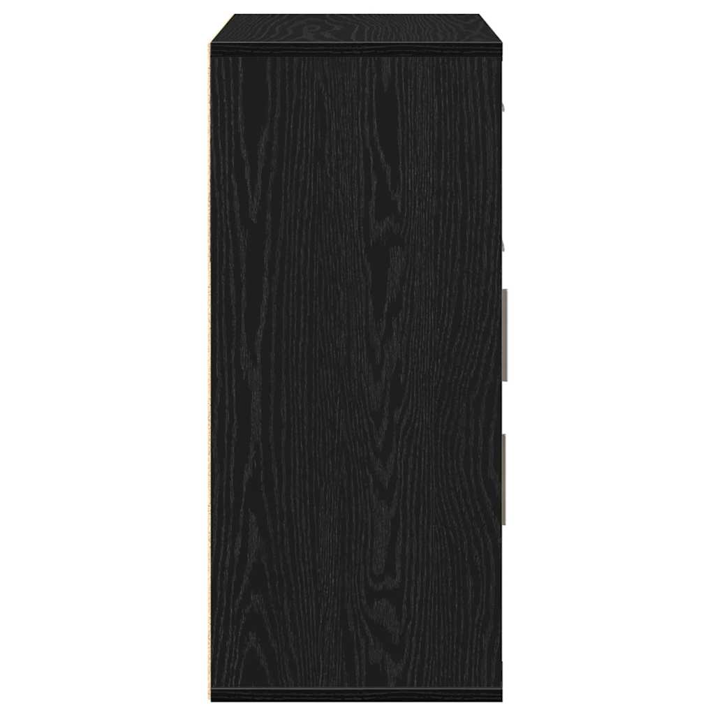 Dressoir met lade Zwart Eiken 60 x 31 x 70 cm Bewerkt hout is nu te koop bij PeponiXL, paradijselijk wonen!