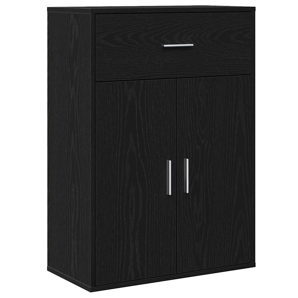 Dressoir met lade Zwart Eiken 60 x 30 x 84 cm Bewerkt hout is nu te koop bij PeponiXL, paradijselijk wonen!