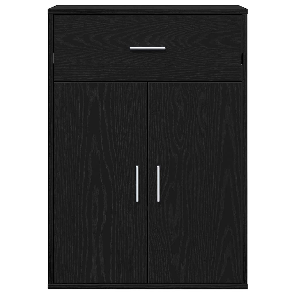 Dressoir met lade Zwart Eiken 60 x 30 x 84 cm Bewerkt hout is nu te koop bij PeponiXL, paradijselijk wonen!