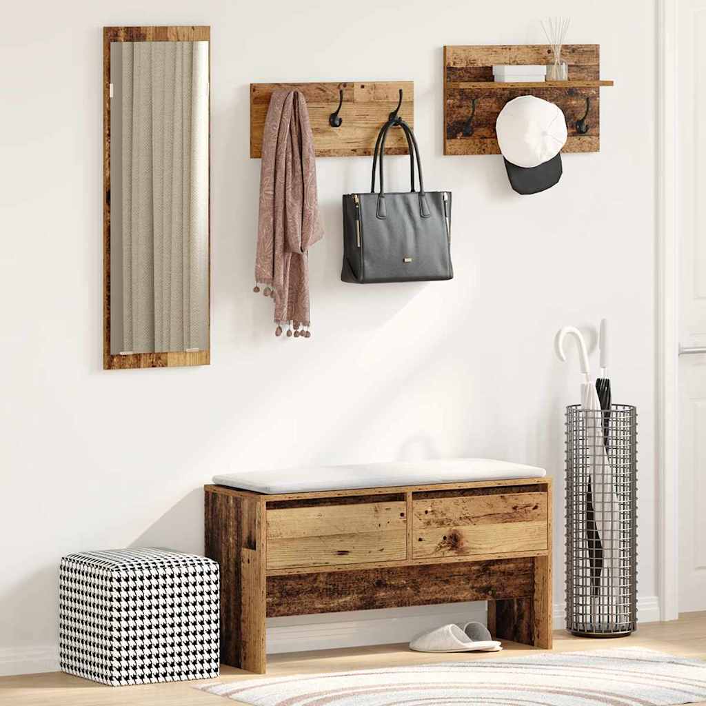 Halmeubelset met lade met plank 4 pcs Oudhout Bewerkt hout is nu te koop bij PeponiXL, paradijselijk wonen!