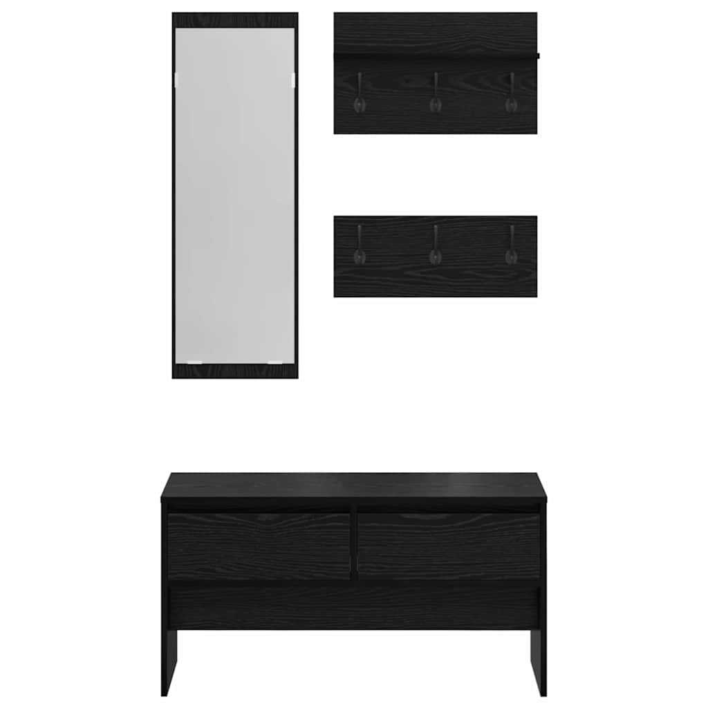 Halmeubelset met lade met plank 4 pcs Zwart Eiken Bewerkt hout is nu te koop bij PeponiXL, paradijselijk wonen!