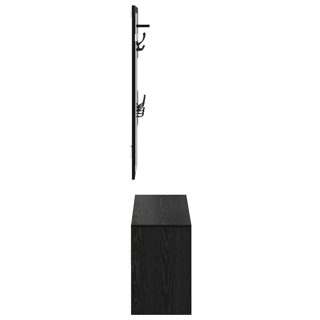 Halmeubelset met lade met plank 4 pcs Zwart Eiken Bewerkt hout is nu te koop bij PeponiXL, paradijselijk wonen!
