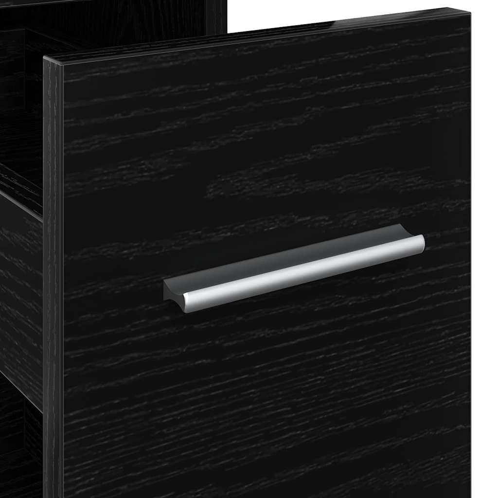 Badkamermeubelset Zwart Eiken 22 x 44 x 61.5 cm Bewerkt hout is nu te koop bij PeponiXL, paradijselijk wonen!
