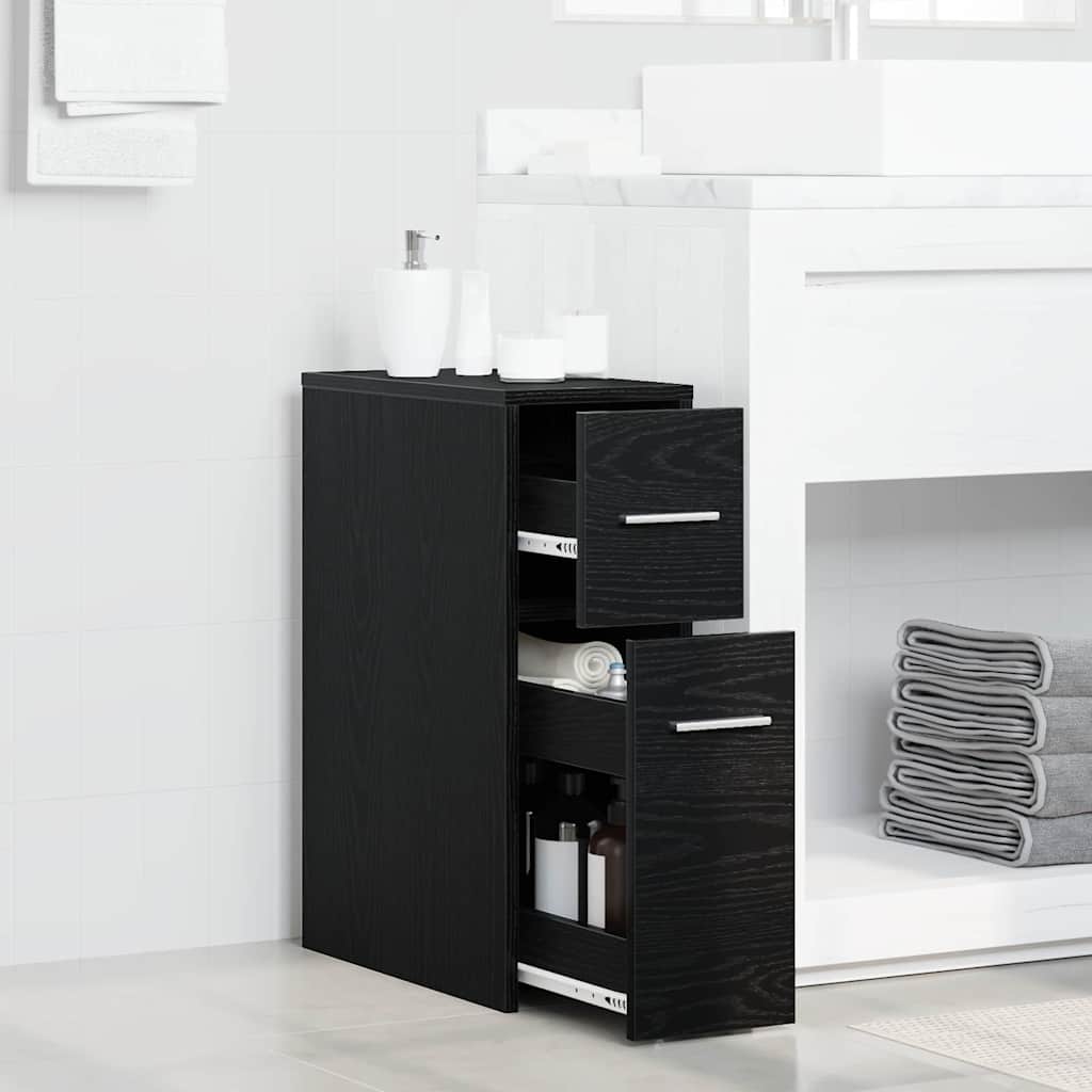 Badkamermeubelset Zwart Eiken 22 x 44 x 61.5 cm Bewerkt hout is nu te koop bij PeponiXL, paradijselijk wonen!