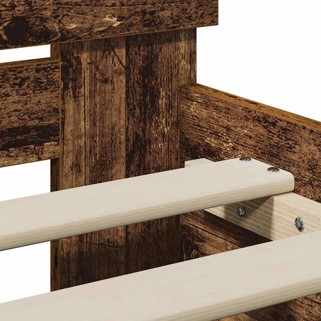 Bedframe met hoofdeinde Oudhout 90 x 200 cm Bewerkt hout is nu te koop bij PeponiXL, paradijselijk wonen!