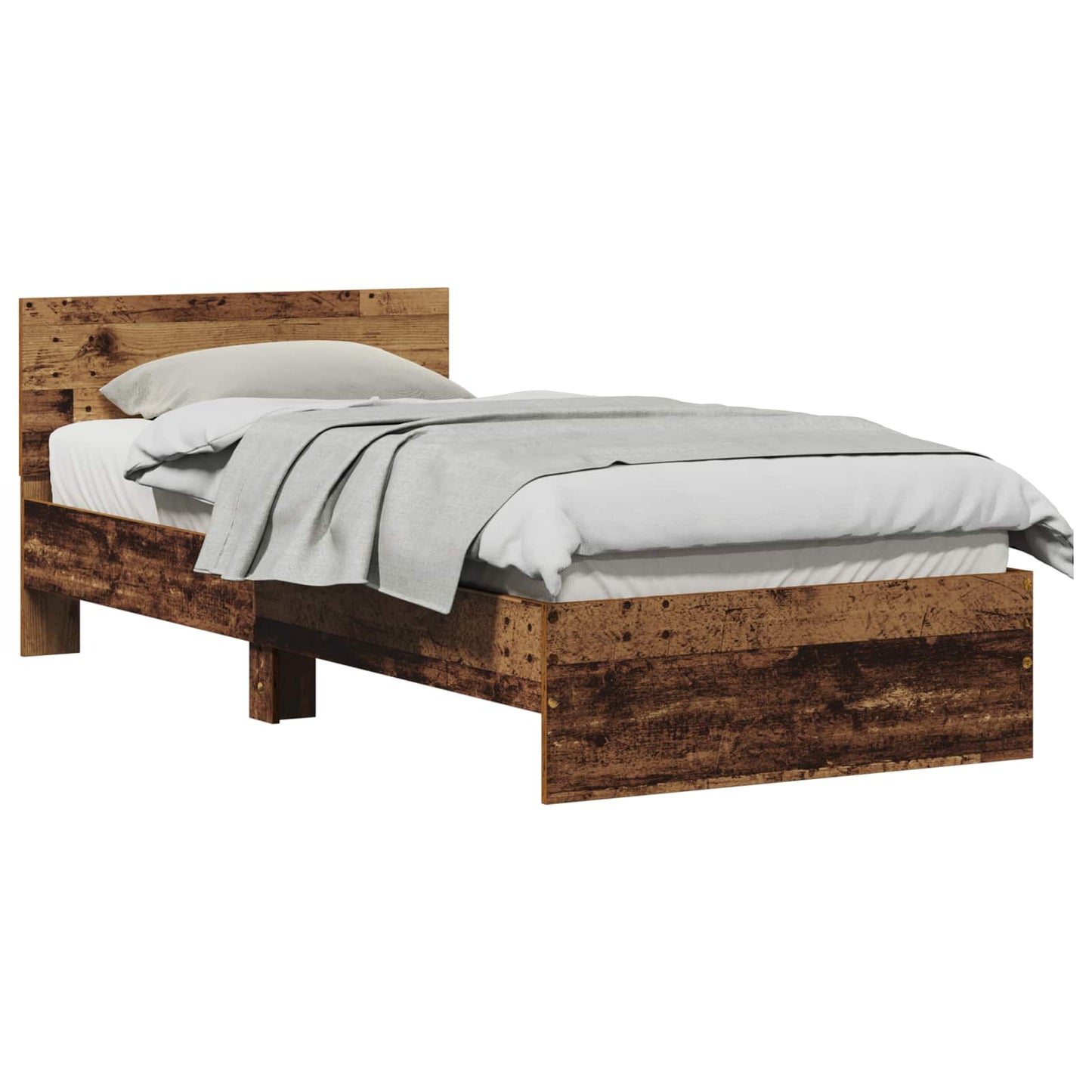 Bedframe met hoofdeinde Oudhout 90 x 200 cm Bewerkt hout is nu te koop bij PeponiXL, paradijselijk wonen!