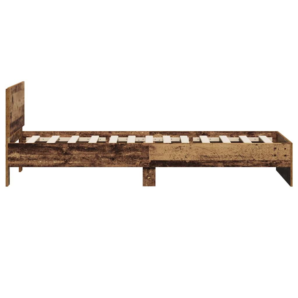 Bedframe met hoofdeinde Oudhout 90 x 200 cm Bewerkt hout is nu te koop bij PeponiXL, paradijselijk wonen!