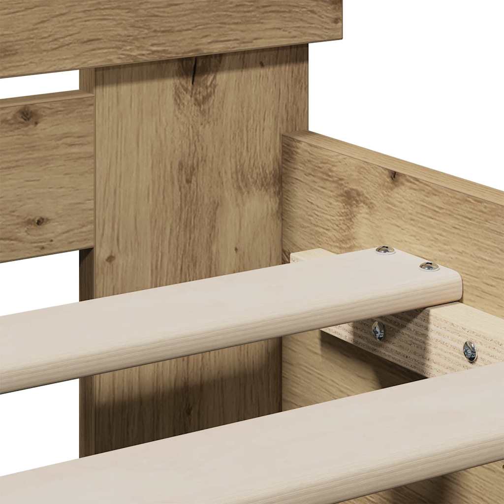 Bedframe met hoofdeinde Artisan Eiken 90 x 200 cm Bewerkt hout is nu te koop bij PeponiXL, paradijselijk wonen!