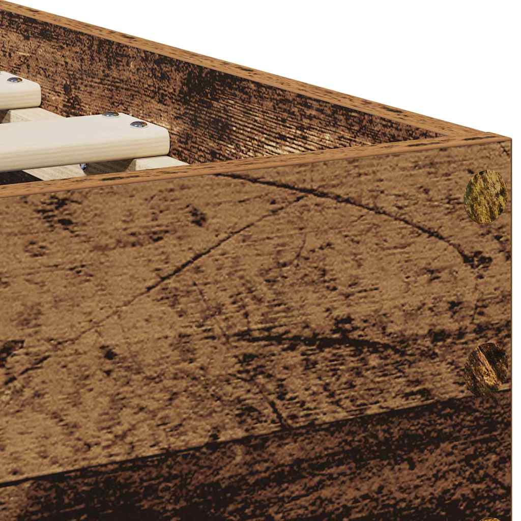 Bedframe met hoofdeinde Oudhout 90 x 190 cm Bewerkt hout is nu te koop bij PeponiXL, paradijselijk wonen!