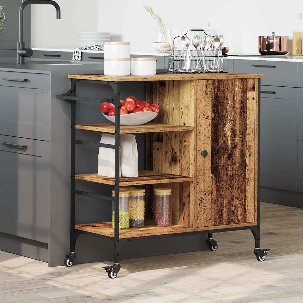 Keuken Trolley Oudhout 87.5 x 39 x 84.5 cm Bewerkt hout is nu te koop bij PeponiXL, paradijselijk wonen!