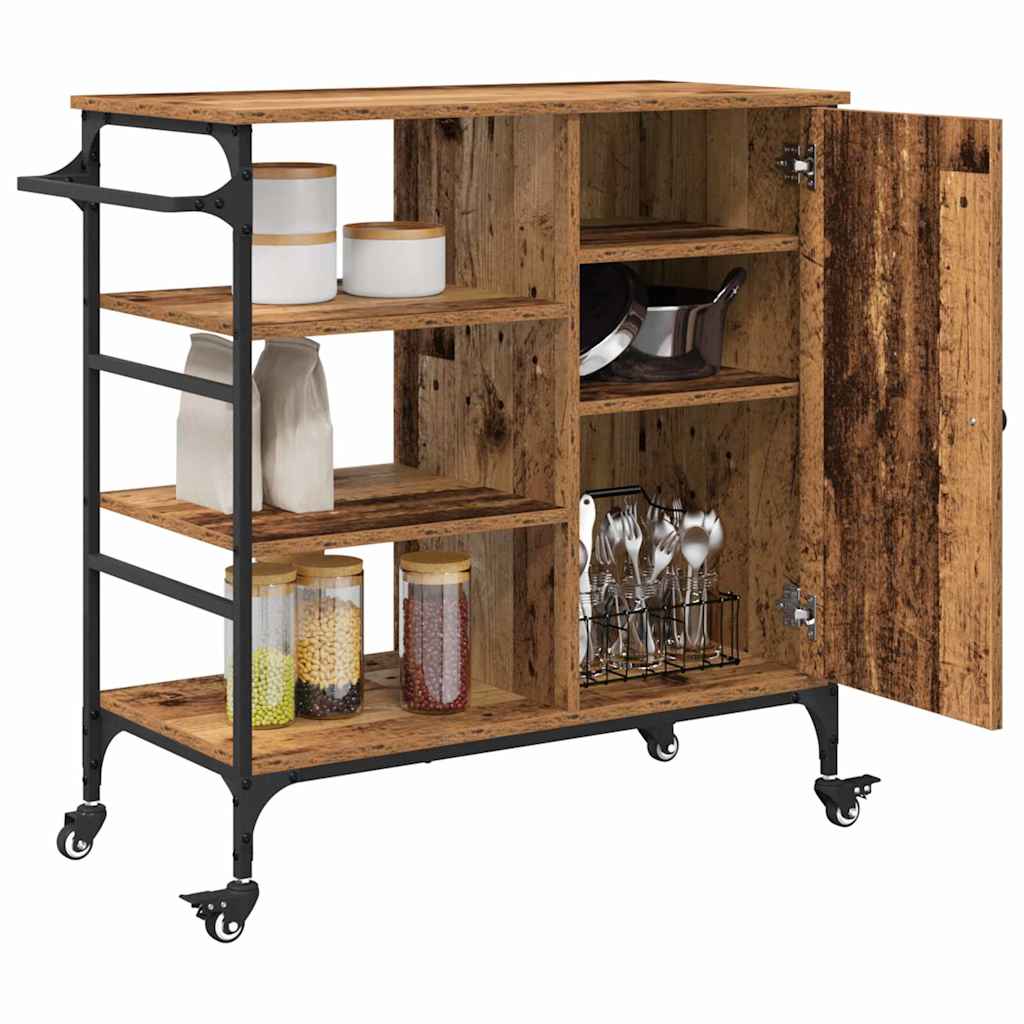 Keuken Trolley Oudhout 87.5 x 39 x 84.5 cm Bewerkt hout is nu te koop bij PeponiXL, paradijselijk wonen!