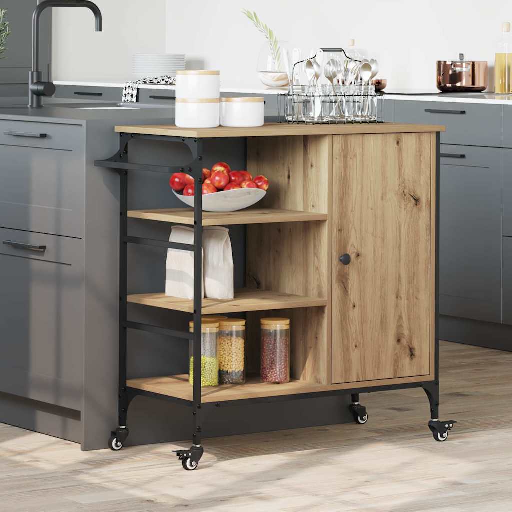 Keuken Trolley Artisan Eiken 87.5 x 39 x 84.5 cm Bewerkt hout is nu te koop bij PeponiXL, paradijselijk wonen!